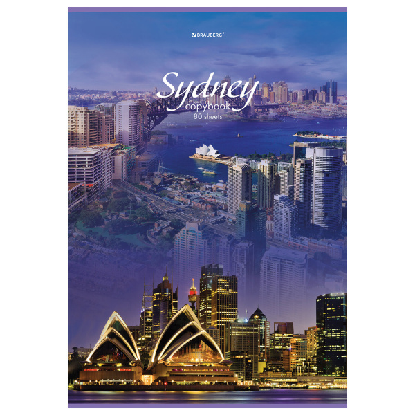 Тетрадь А4 80л. клетка BRAUBERG, скоба, обложка картон, "City"