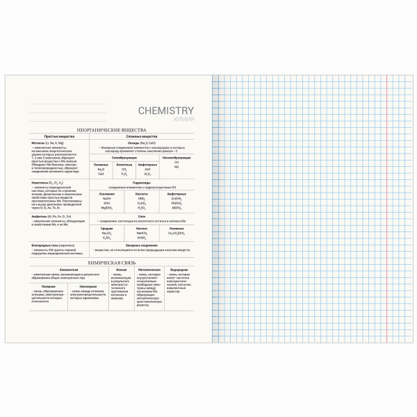 Тетрадь предметная AVOCADO 48л, глянцевый лак, ХИМИЯ, клетка, подсказ, BRAUBERG