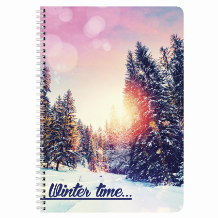 Тетрадь А4 96л. клетка на спирали BRAUBERG, офсет, обложка мелованный картон, "4 сезона"