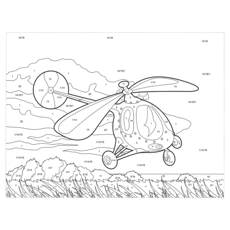 Раскраска по номерам А4, ЮНЛАНДИЯ "ВЕРТОЛЕТ", С АКРИЛОВЫМИ КРАСКАМИ, на картоне, кисть, 661592