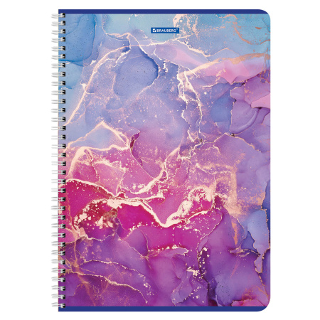 Тетрадь А4 96л. клетка на спирали BRAUBERG, обложка матовая ламинация, "Marble"