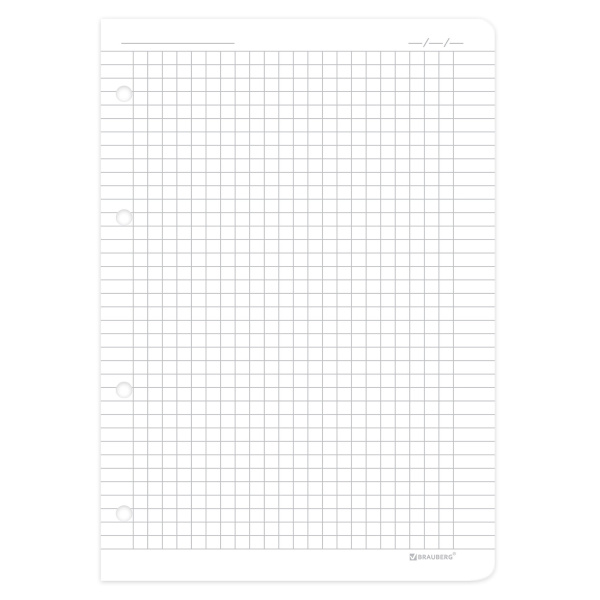 Сменный блок к тетради на кольцах А5 120л., BRAUBERG, белый плотный