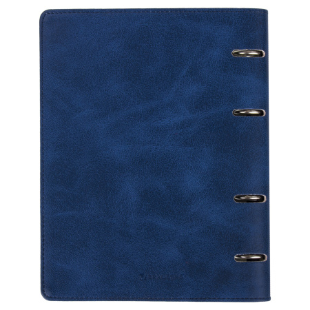 Тетрадь на кольцах А5 (148*218мм) 120л. BRAUBERG "Main", экокожа, синяя