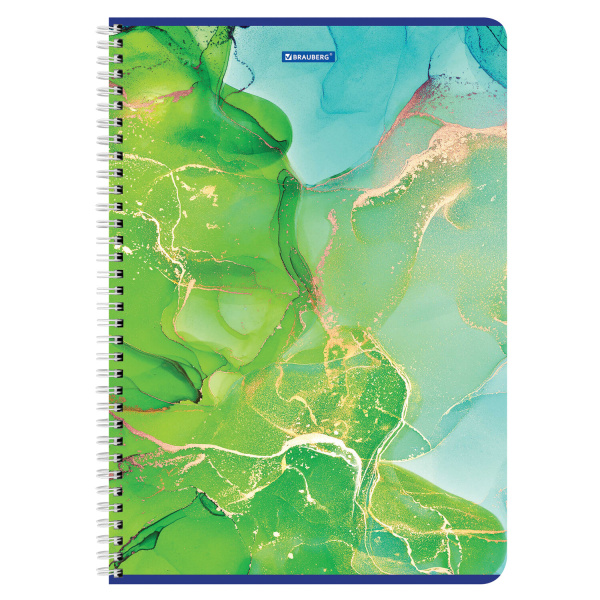 Тетрадь А4 96л. клетка на спирали BRAUBERG, обложка матовая ламинация, "Marble"