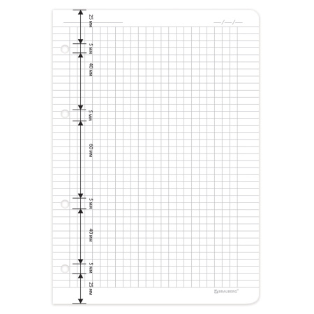 Сменный блок к тетради на кольцах А5 120л., BRAUBERG, белый плотный