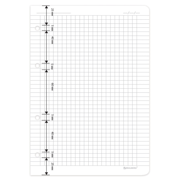 Сменный блок к тетради на кольцах А5 120л., BRAUBERG, белый плотный