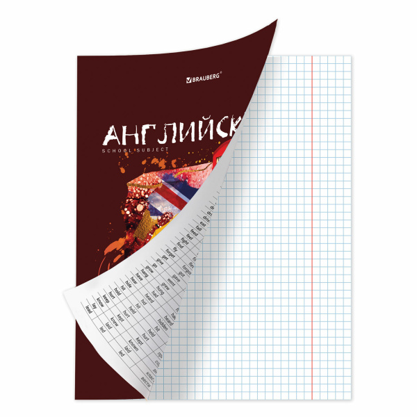 Тетрадь предметная со справочным материалом ORIGINAL 48 л., TWIN лак, АНГЛИЙСКИЙ ЯЗЫК, клетка, BRAUB