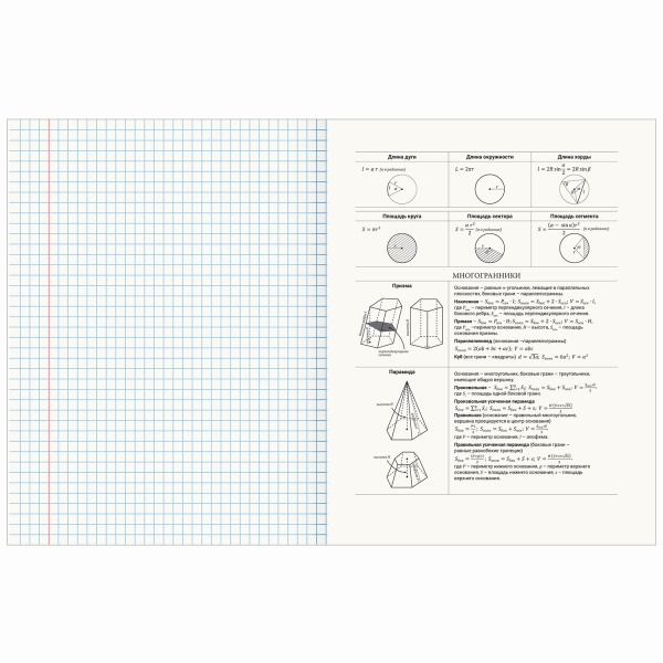 Тетрадь предметная AVOCADO 48л, глянцевый лак, ГЕОМЕТРИЯ, клетка, подсказ, BRAUBERG