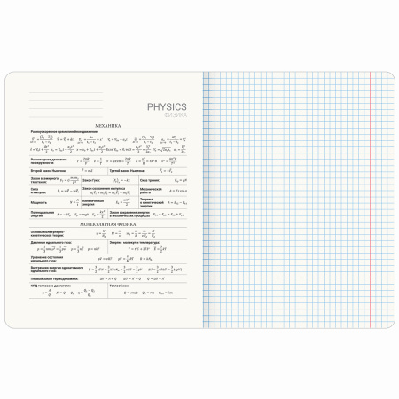 Тетрадь предметная PASTEL 48л, SoftTouch, фольга, ФИЗИКА, клетка, подсказ, BRAUBERG