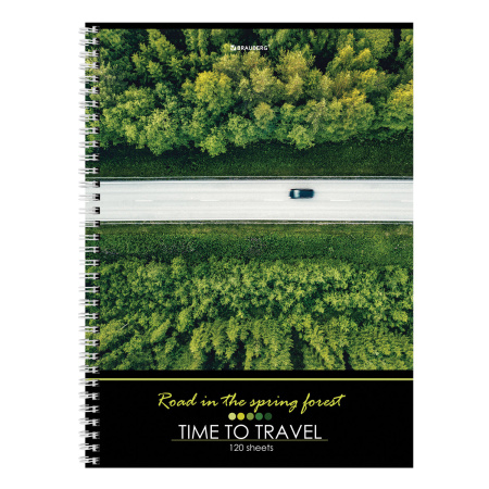 Тетрадь А4 120л. клетка на спирали BRAUBERG, обложка картон, Seasons