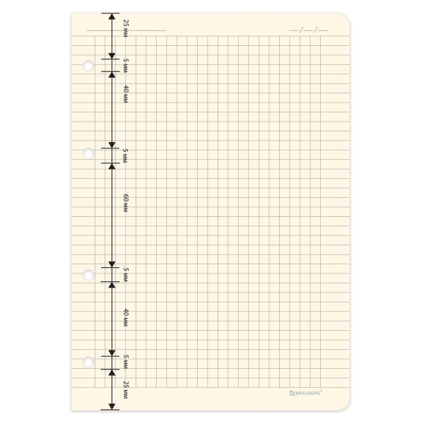 Сменный блок к тетради на кольцах А5 120л., BRAUBERG, кремовый