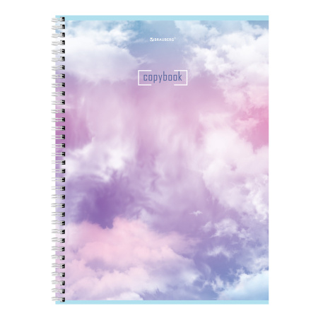 Тетрадь А4 80л. клетка на спирали BRAUBERG, глянцевый лак, "CLOUD"