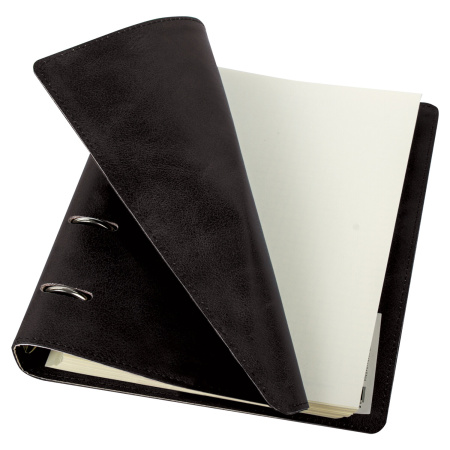 Тетрадь на кольцах А5 (180х220мм) 120л. BRAUBERG "Main", под кожу, клетка, черная