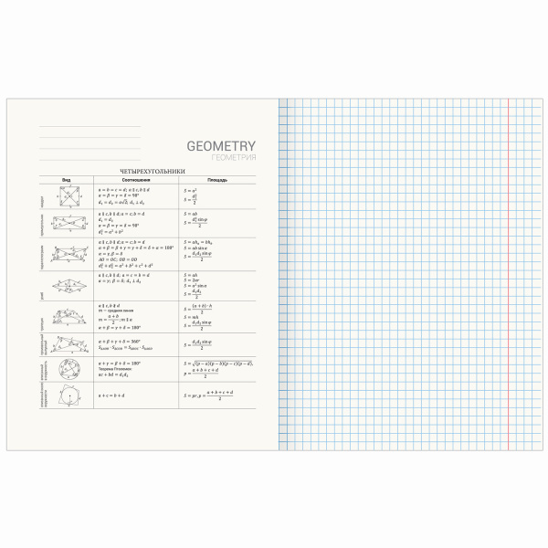 Тетрадь предметная КЛАССИКА NEW 48л, обложка картон, ГЕОМЕТРИЯ, клетка, подсказ, BRAUBERG