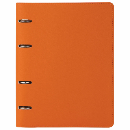 Тетрадь на кольцах А5 (180х220мм) 120л. BRAUBERG "Joy", под кожу, клетка, оранжевый/светло-оранжевый