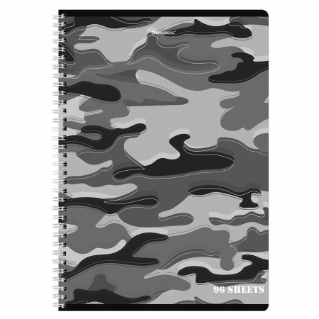 Тетрадь А4 96л. клетка на спирали BRAUBERG, офсет, обложка картон, Military