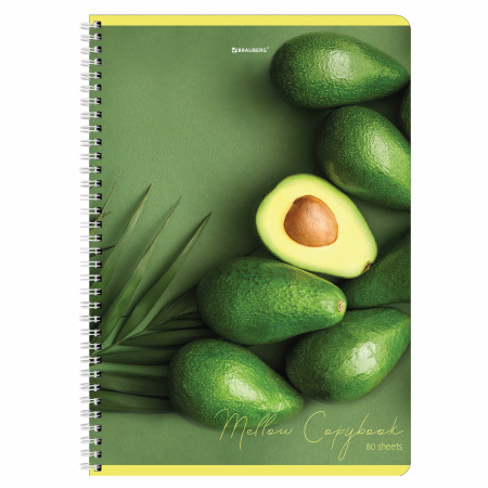 Тетрадь А4 80л. клетка на спирали BRAUBERG, обложка картон, "Фрукты"