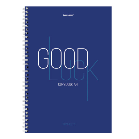 Тетрадь А4 120л. клетка на спирали BRAUBERG, обложка твердая, "Good Luck"