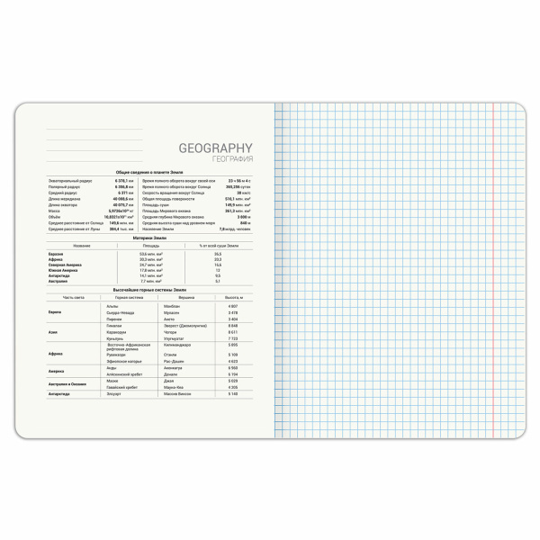 Тетрадь предметная PIGMENT 48л, глянцевый УФ-лак, ГЕОГРАФИЯ, клетка, подсказ, BRAUBERG