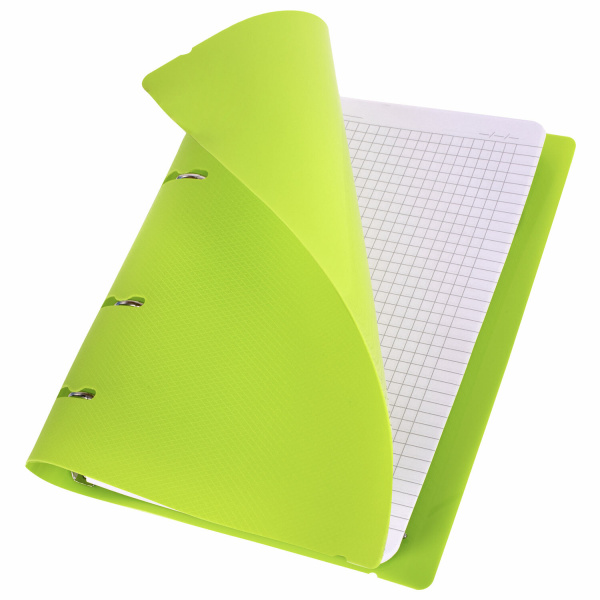 Тетрадь на кольцах А5 (175х220мм) 120л. BRAUBERG "Салатовый", пластик, с резинкой