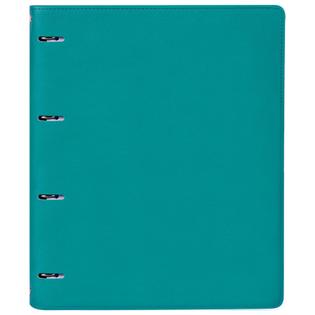 Тетрадь на кольцах А4 (240х310мм) 120л. BRAUBERG "Joy", под кожу, клетка, бирюзовый