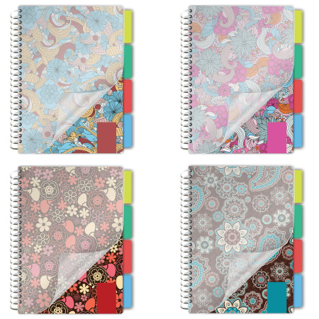 Тетрадь-блокнот A5 (170x215мм) 150л. BRAUBERG "Foxy Lady", 4 разделителя, обл.пластик, клетка