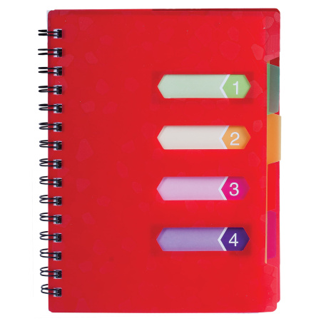 Тетрадь-блокнот A5 (170x215мм) 120л. BRAUBERG "Rich", 4 разделителя, обл.пластик, линия