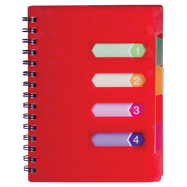 Тетрадь-блокнот A5 (170x215мм) 120л. BRAUBERG "Rich", 4 разделителя, обл.пластик, линия