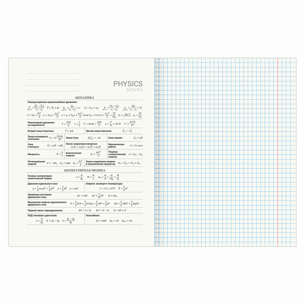 Тетрадь предметная КЛАССИКА NATURE 48л, обложка картон, ФИЗИКА, клетка, BRAUBERG