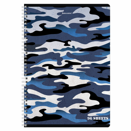 Тетрадь А4 96л. клетка на спирали BRAUBERG, офсет, обложка картон, Military