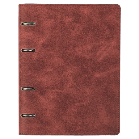 Тетрадь на кольцах А5 (180х220мм) 120л. BRAUBERG "Main", под кожу, клетка, коричневая