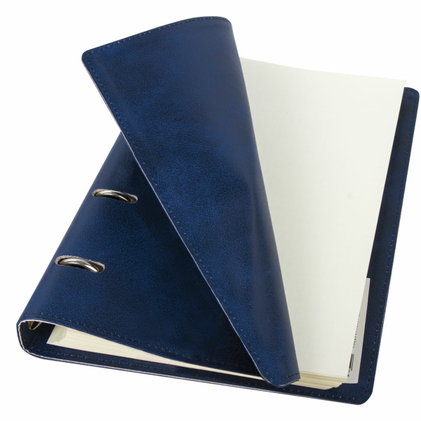 Тетрадь на кольцах А4 (240х310мм) 120л. BRAUBERG "Main", под кожу, клетка, синий