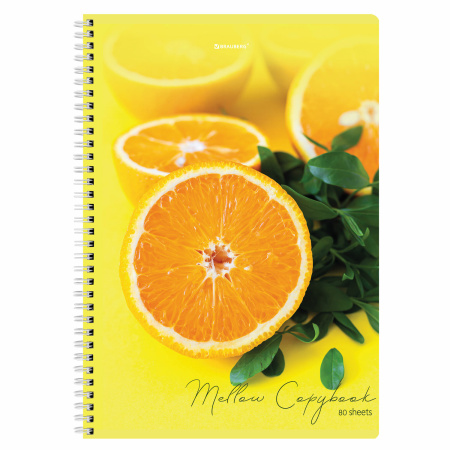 Тетрадь А4 80л. клетка на спирали BRAUBERG, обложка картон, "Фрукты"