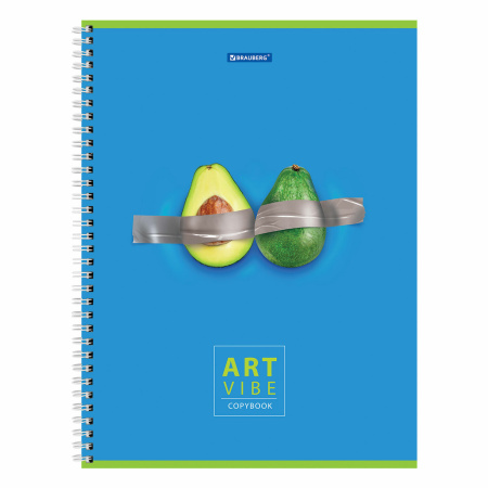 Тетрадь А4 96л. клетка на спирали BRAUBERG, обложка глянцевый лак, «Avocado»