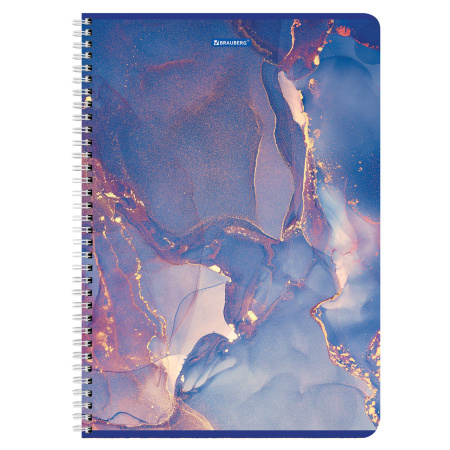 Тетрадь А4 96л. клетка на спирали BRAUBERG, обложка матовая ламинация, "Marble"